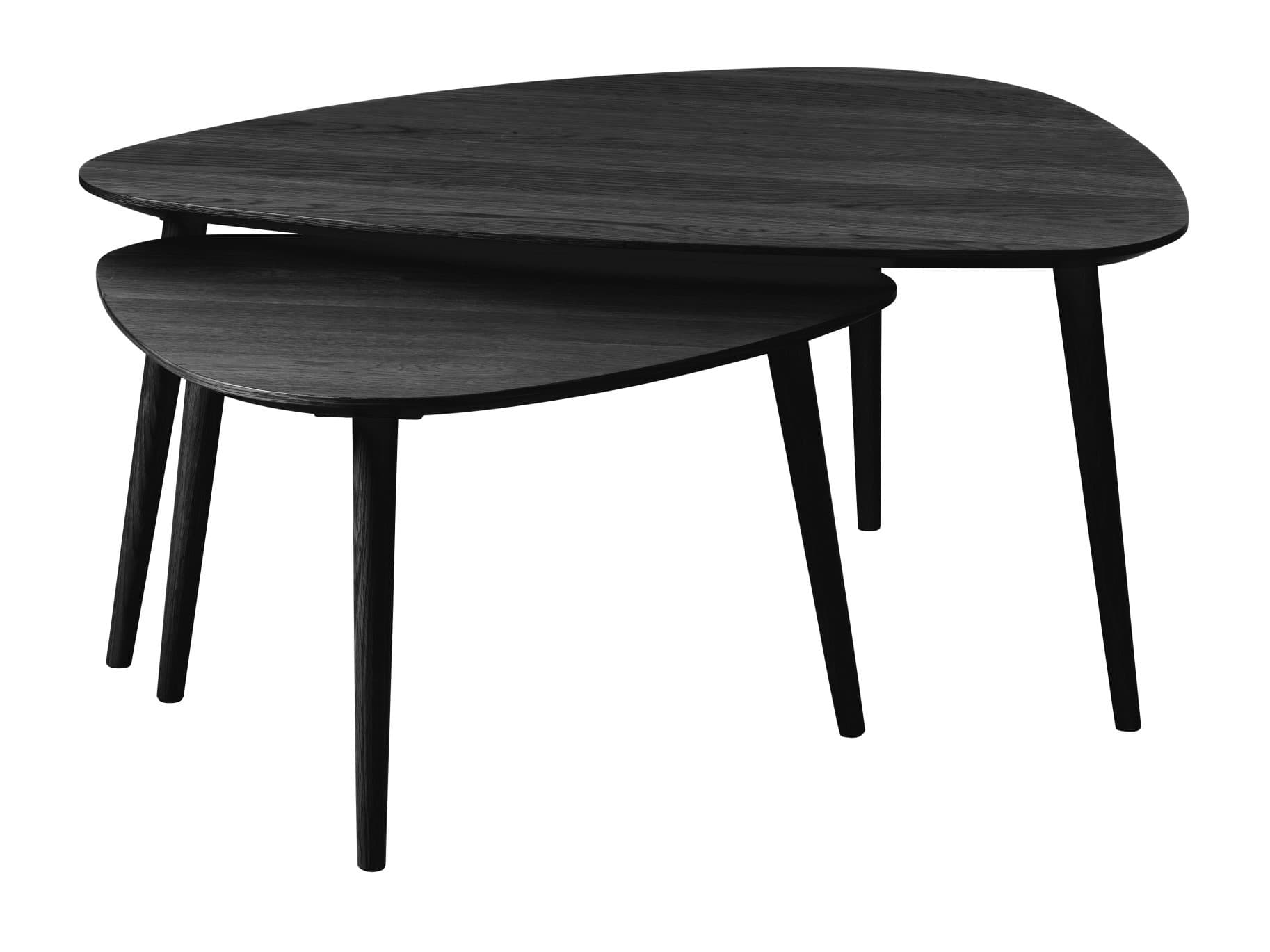 Estila Moderný set dvoch konferenčných stolíkov Halia v trojuholníkovom tvare v čiernej farbe 100 cm