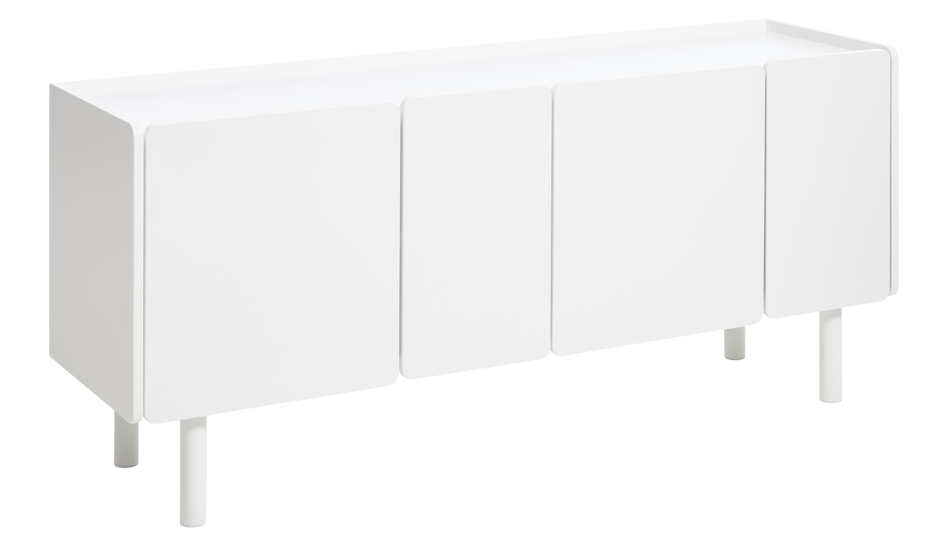 Estila Moderný štvordverový obdĺžnikový príborník Arvila v bielej farbe 160 cm 1