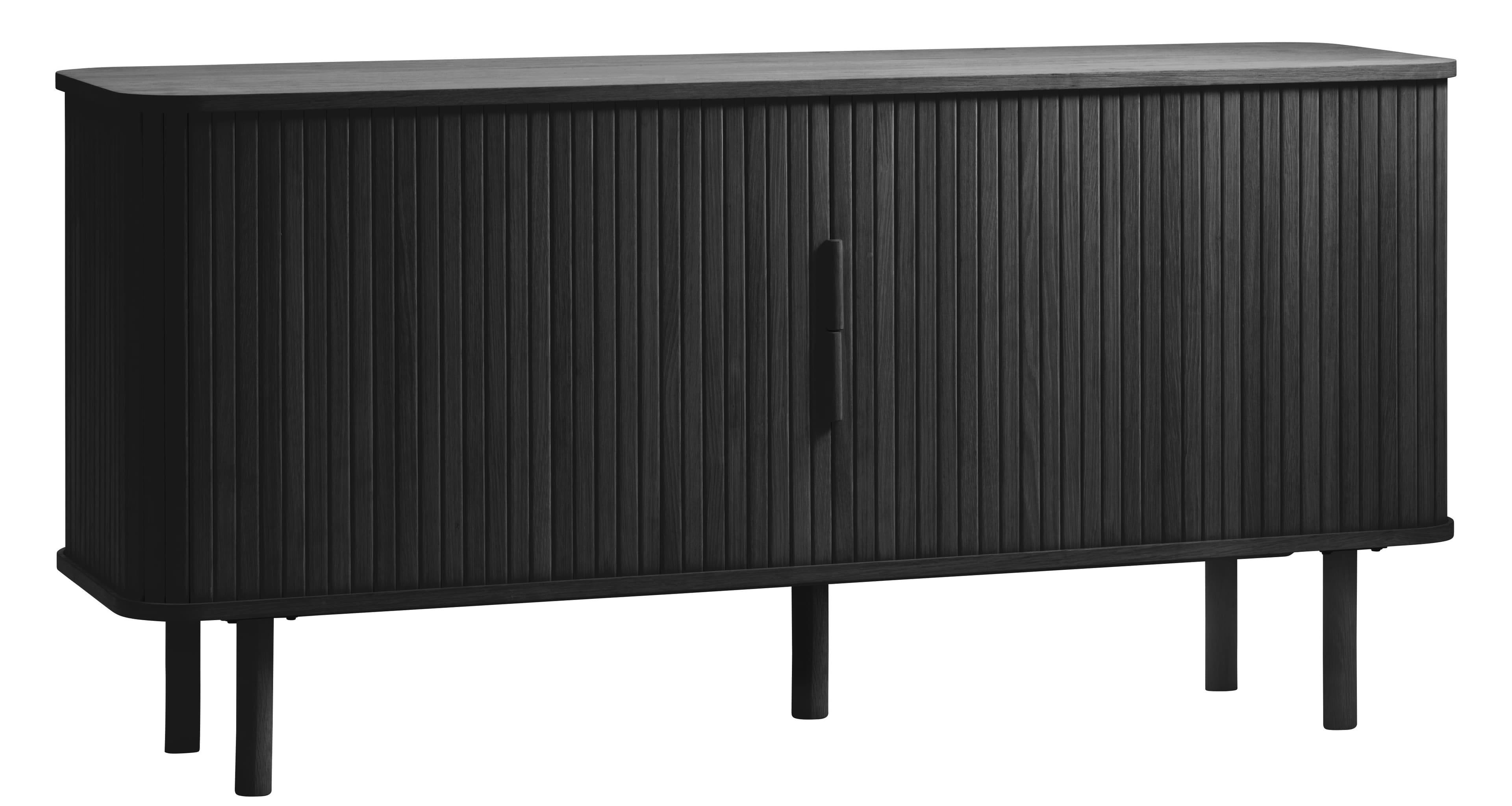 Estila Dizajnový retro príborník Elbe v čiernom dubovom prevedení s dvojitými lamelovými posuvnými dvierkami 160 cm