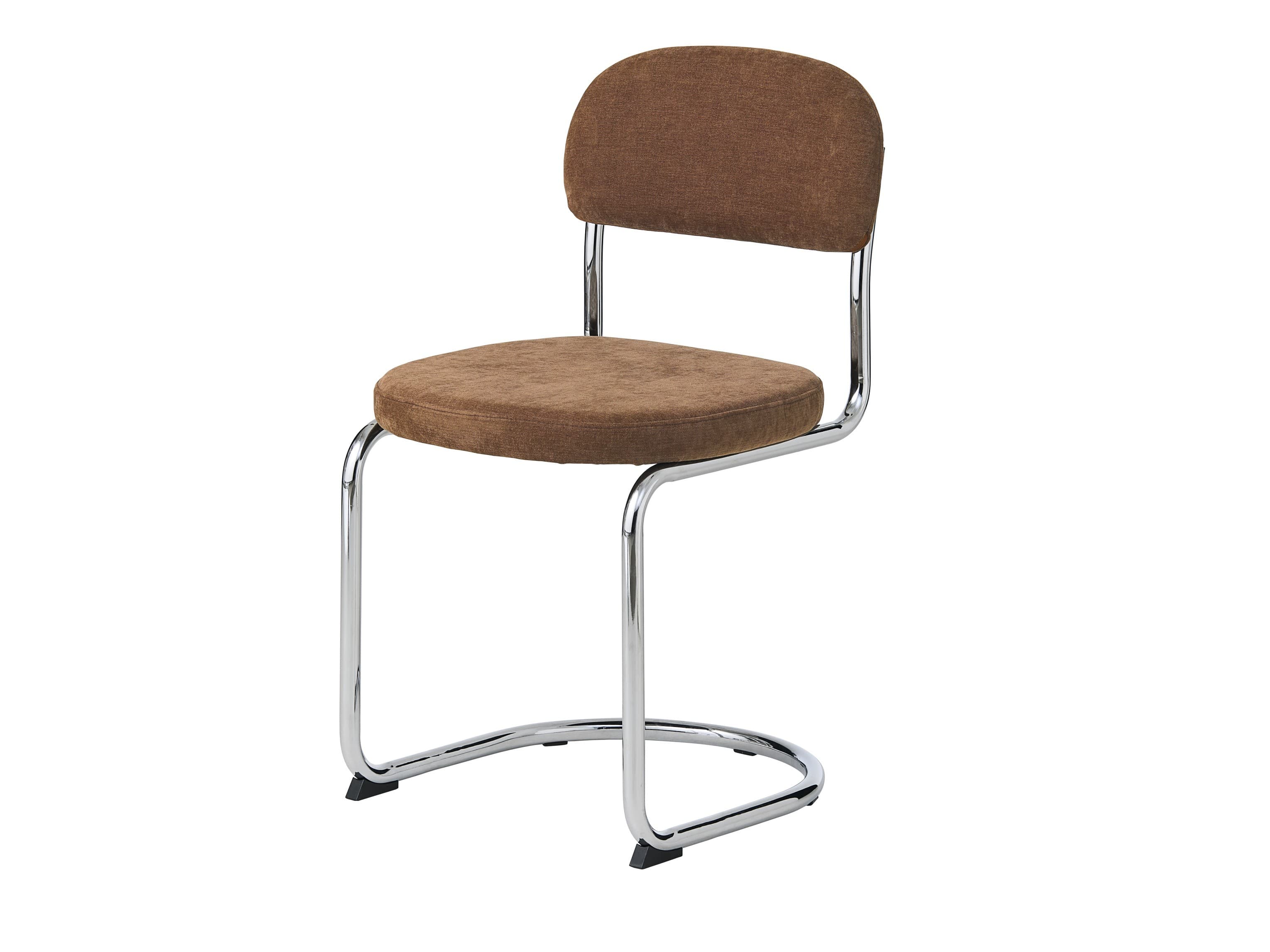 Estila Retro chrómová jedálenská stolička Kromo s konzolovou kovovou konštrukciou a terakotovým hnedým ženilkovým poťahom 48 cm 1