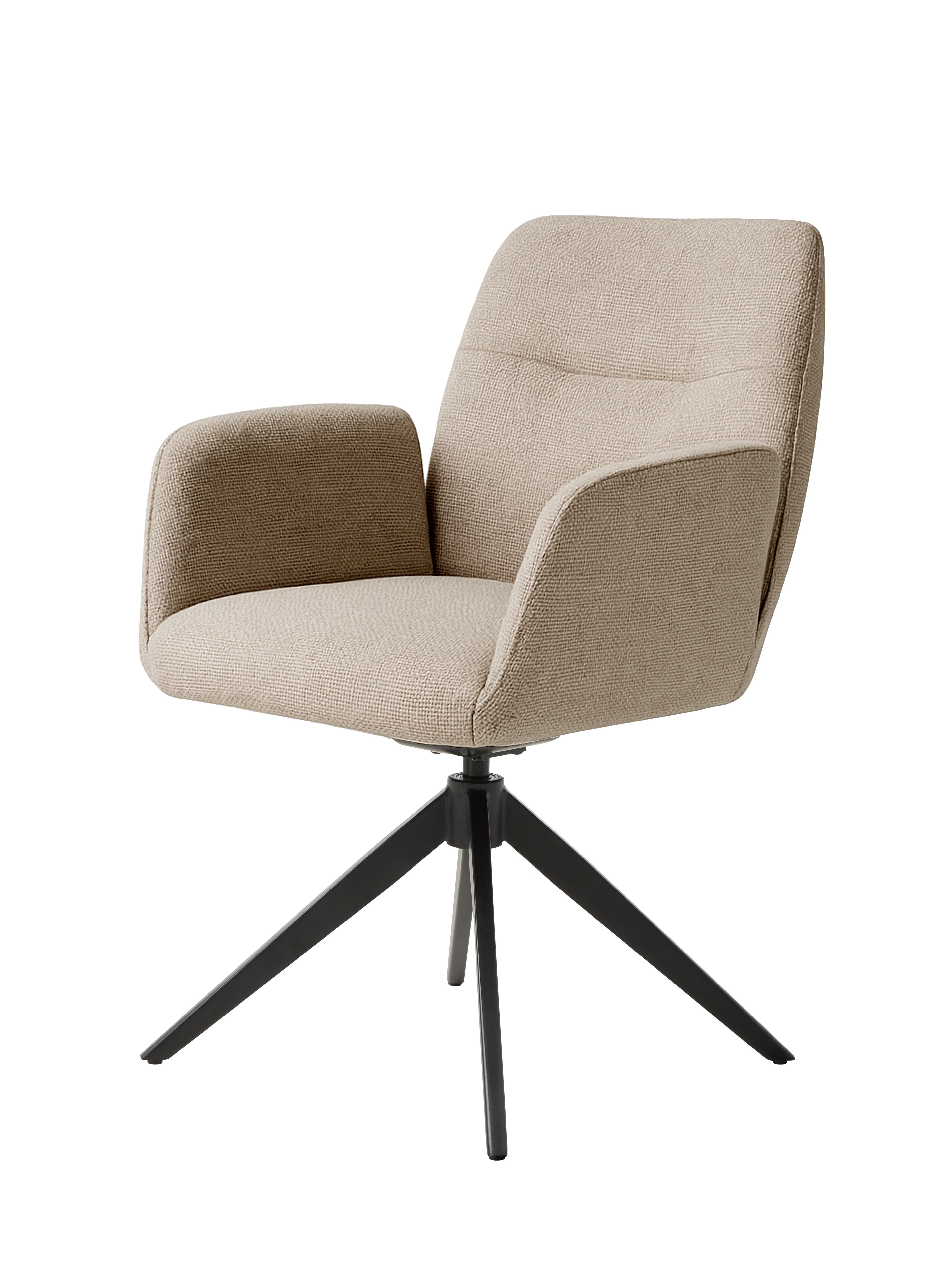 Estila Moderná otočná jedálenská stolička Jens so ženilkovým čalúnením v hnedosivom odtieni taupe s čiernou podstavou 88 cm 1