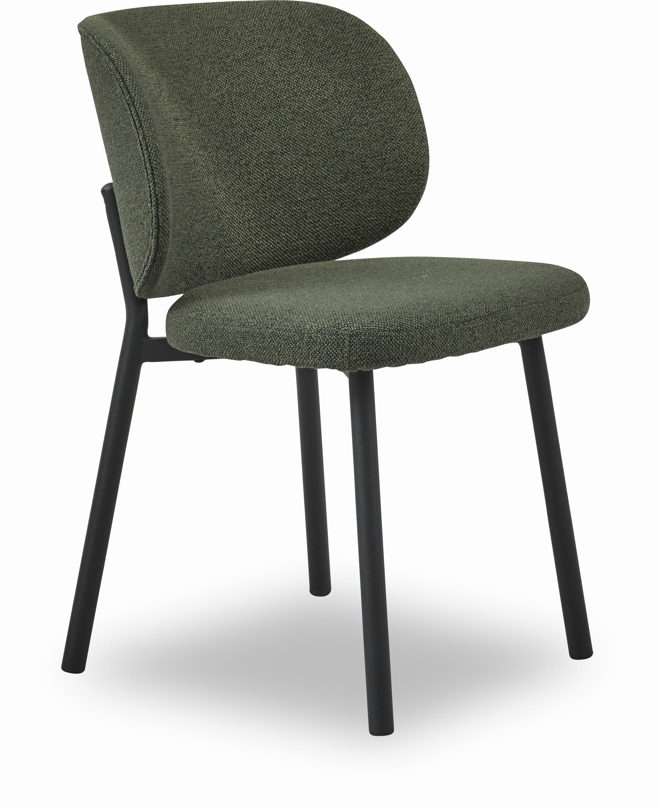 Estila Moderná buklé jedálenská stolička Foxy s oválnou opierkou s poťahom v šalviovej zelenej farbe a čiernymi kovovými nohami 82 cm