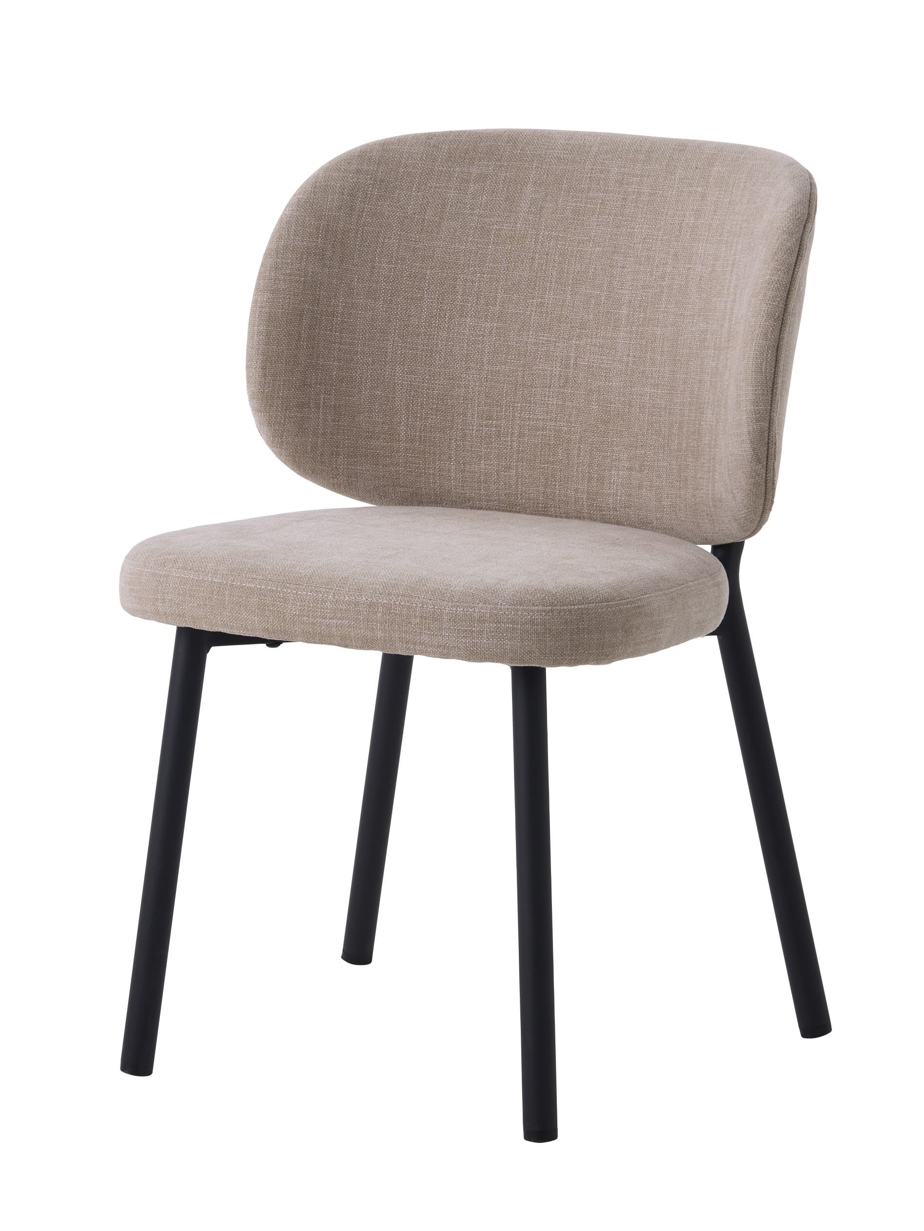 Estila Moderná jedálenská stolička Foxy s oválnou zahnutou opierkou s melírovaným poťahom v pieskovo béžovej farbe 82 cm