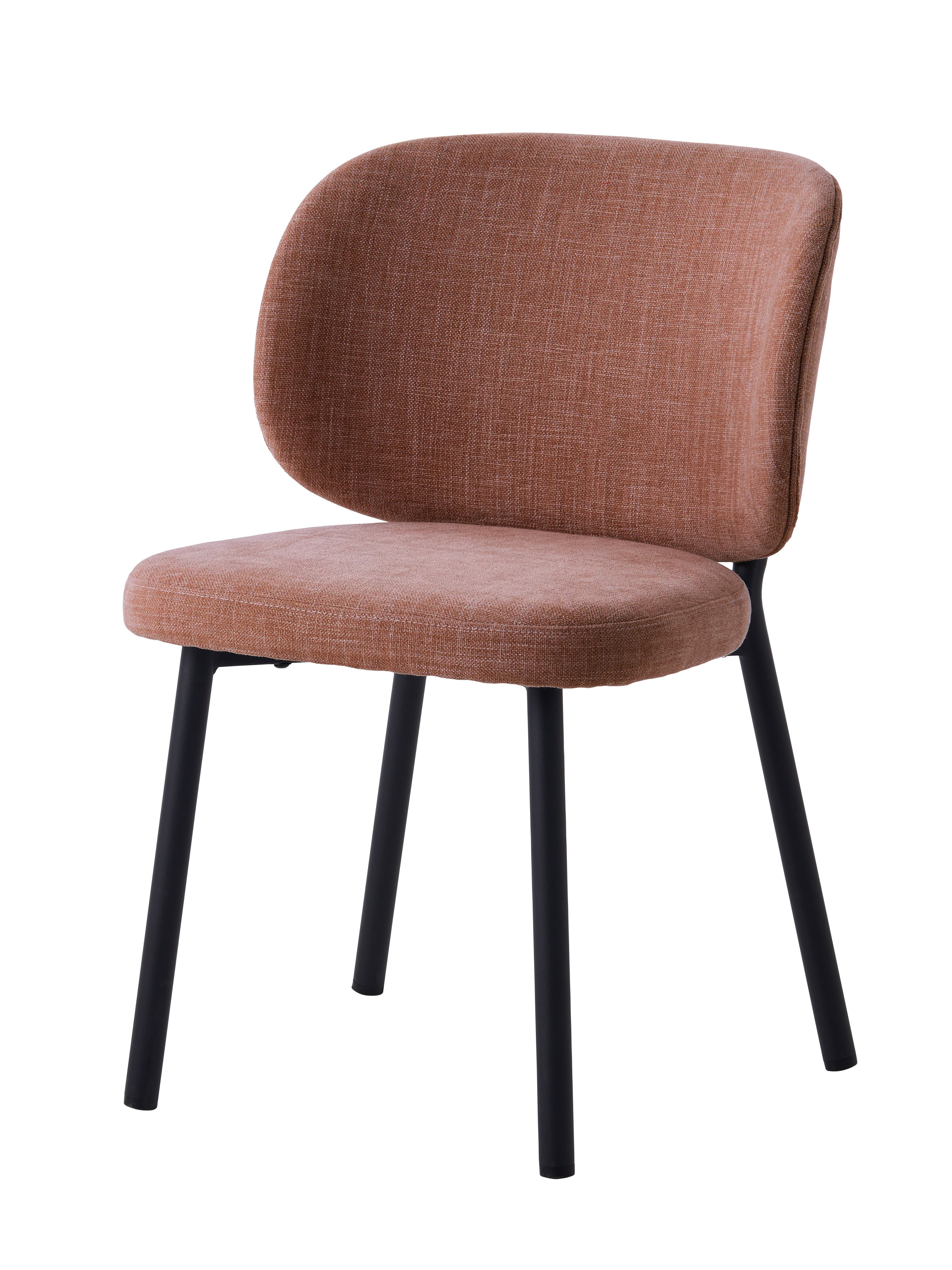 Estila Moderná čalúnená jedálenská stolička Foxy so staroružovým melírovaným poťahom a čiernymi nohami z kovu 82 cm 1