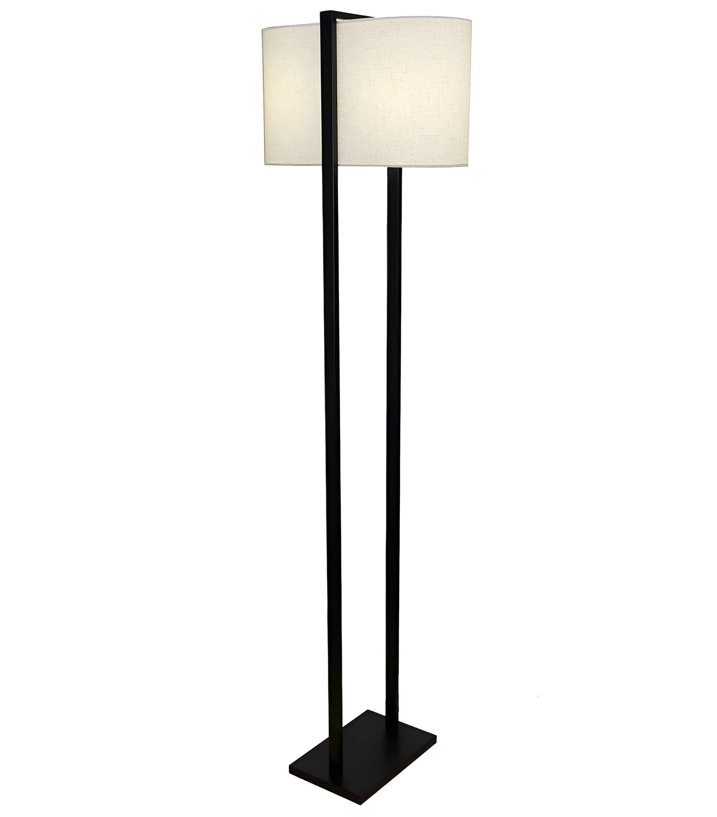 Estila Moderná stojaca lampa Ambient s oválnym béžovým textilným tienidlom a čiernou kovovou konštrukciou s podstavcom 160 cm 1