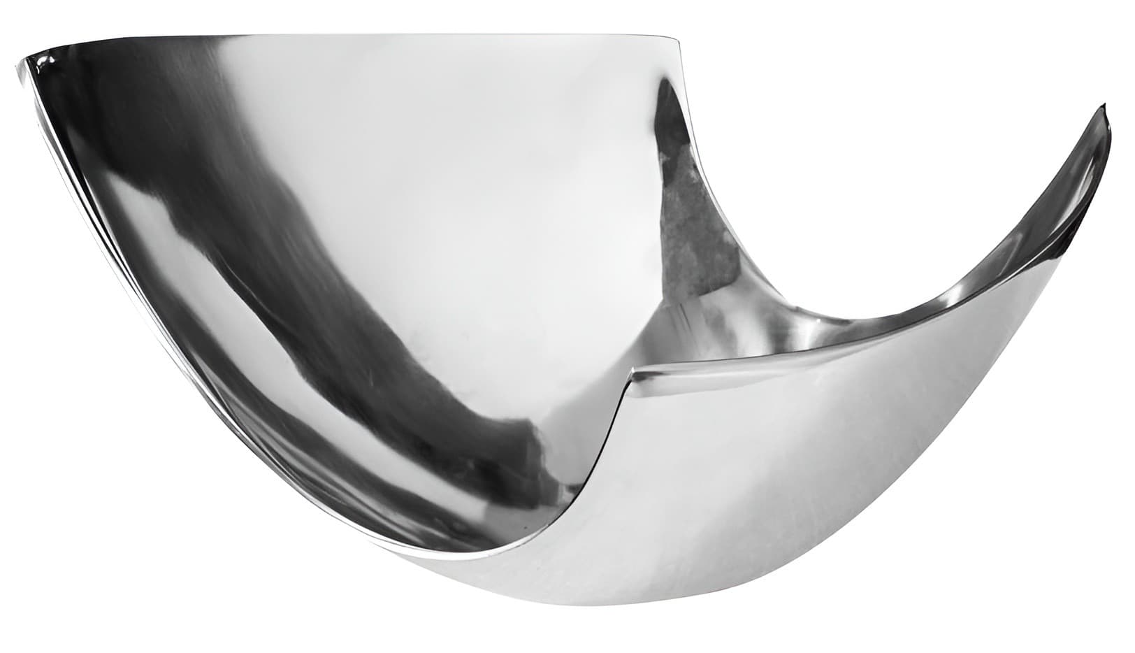 Estila Moderná dizajnová kovová misa Abstract v striebornej farbe s dynamickou asymetrickou siluetou 30 cm 1