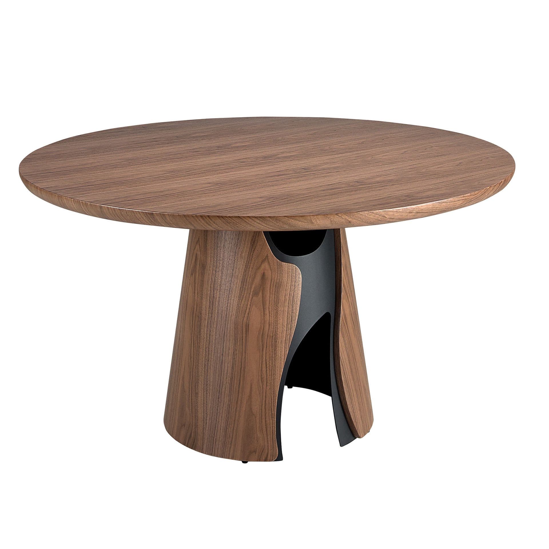 Estila Luxusný moderný okrúhly jedálenský stôl Vita Naturale v orechovom hnedom prevedení s dizajnovou nohou 140 cm 1