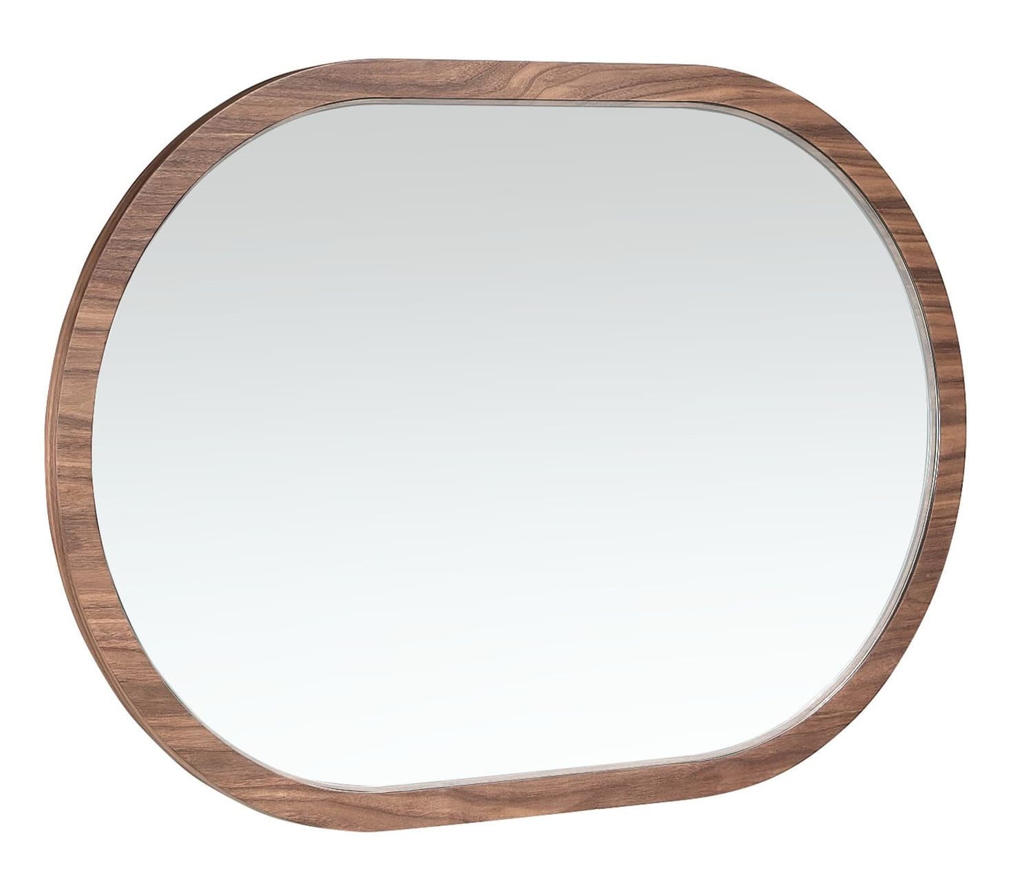 Estila Luxusné moderné oválne nástenné zrkadlo Vita Naturale s minimalistickým orechovým hnedým hladkým rámom 120 cm