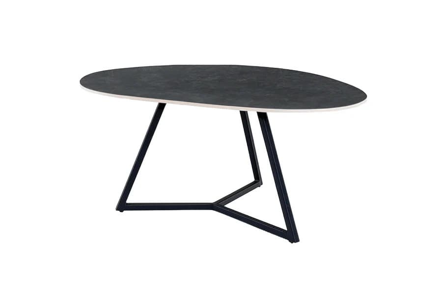Estila Industriálny asymetrický čierny príručný stolík Ceramia Gris s keramickou doskou organického tvaru s mramorovým dekorom 70 cm 1