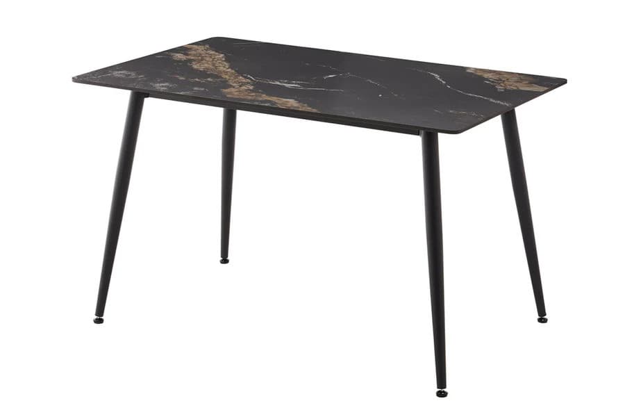 Estila Dizajnový mramorový obdĺžnikový jedálenský stôl Ceramia s keramickou doskou v čiernej farbe s hnedou kresbou 120 cm 1