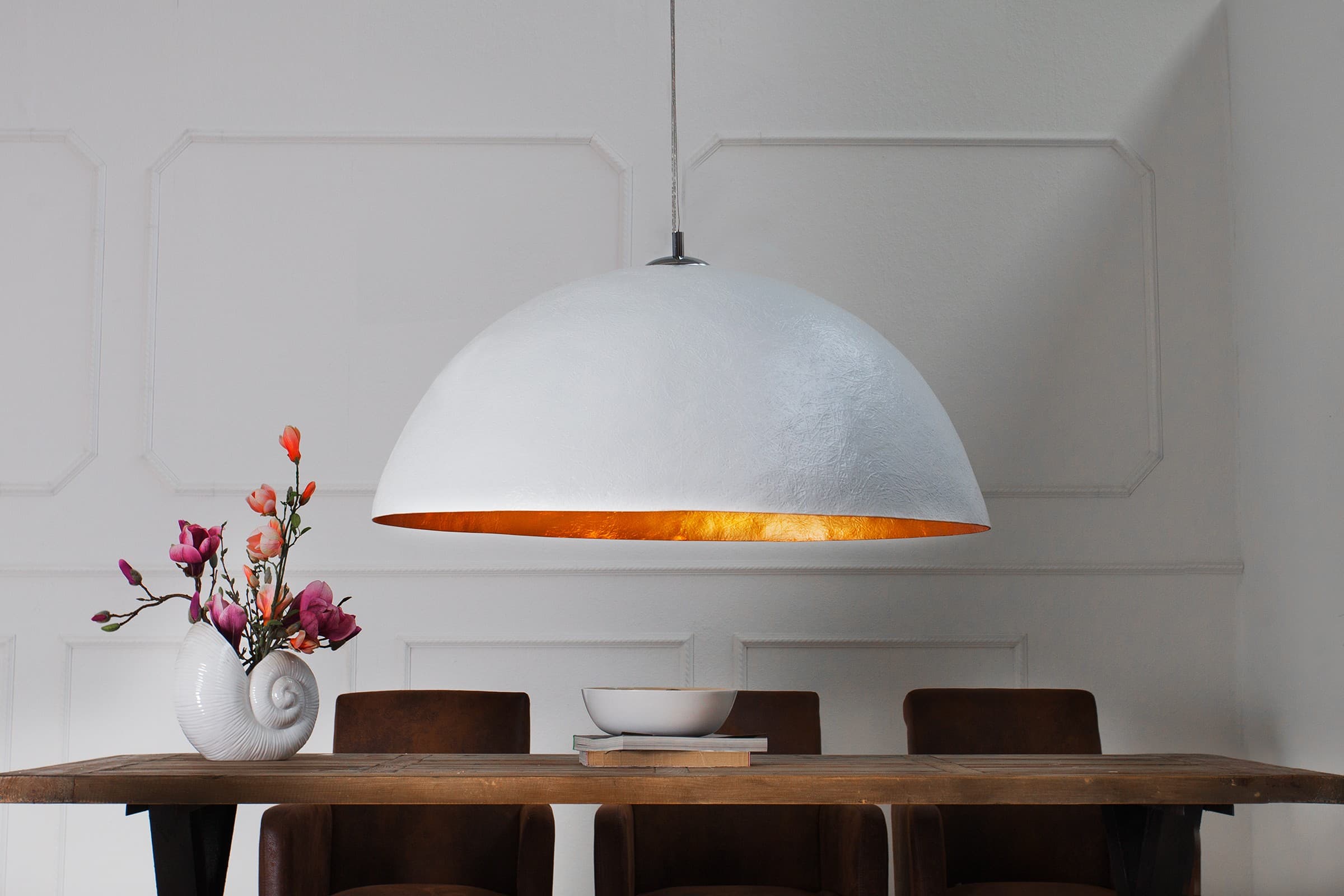 Estila Moderná závesná lampa Glow 50cm bielo-zlatá