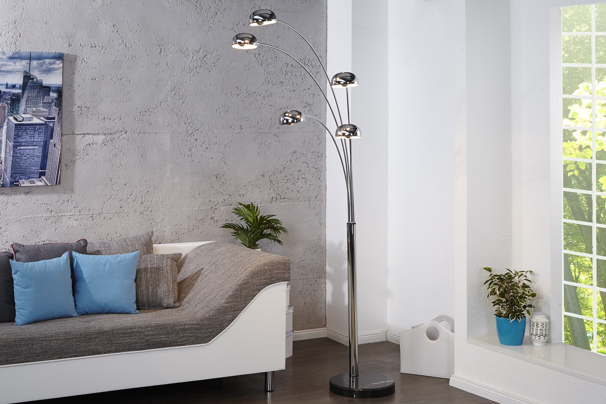 Estila Dizajnová moderná stojaca lampa Five Lights chrómová