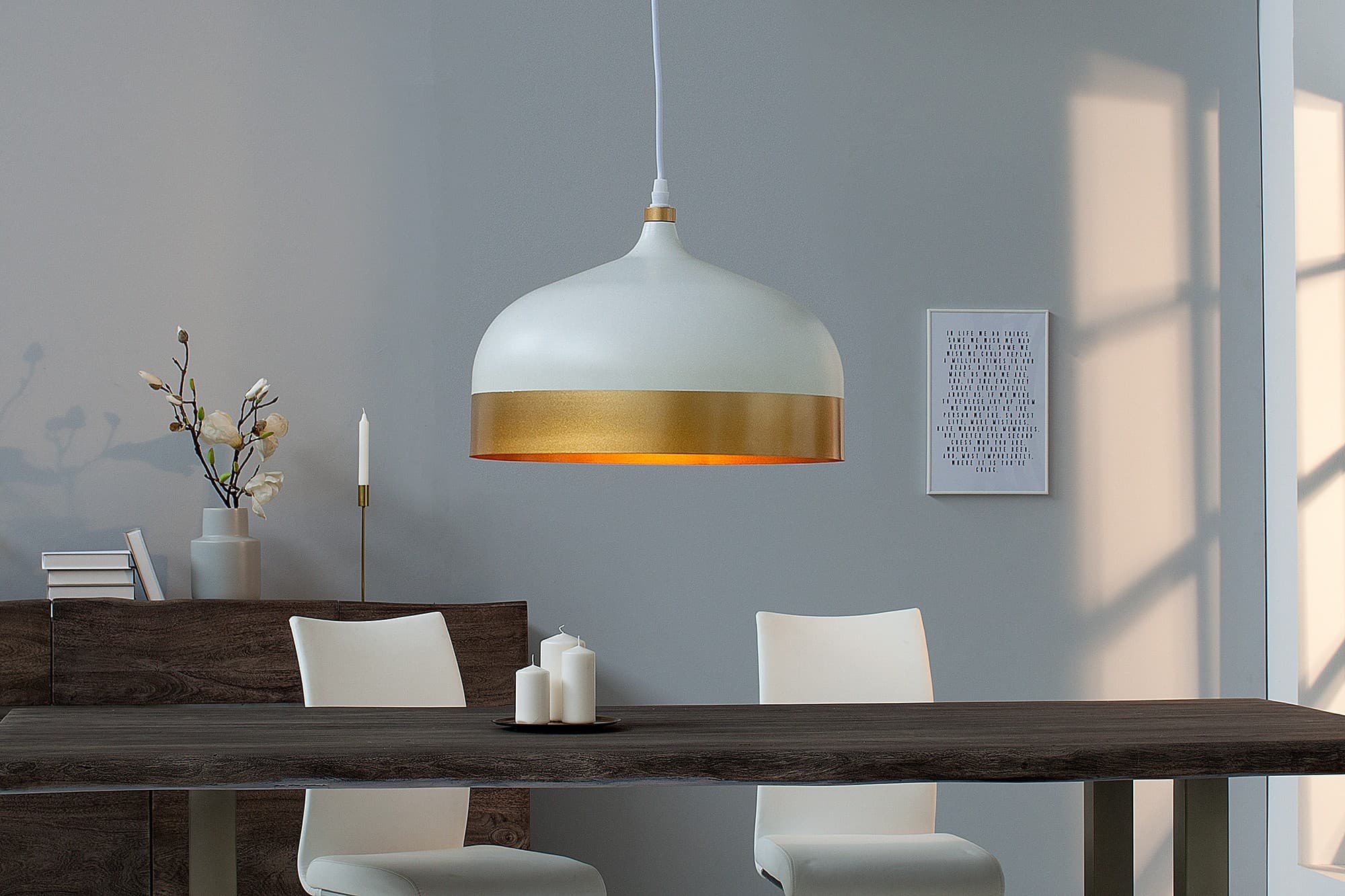 Estila Dizajnová závesná lampa Modern Chic II bielo-zlatá 1