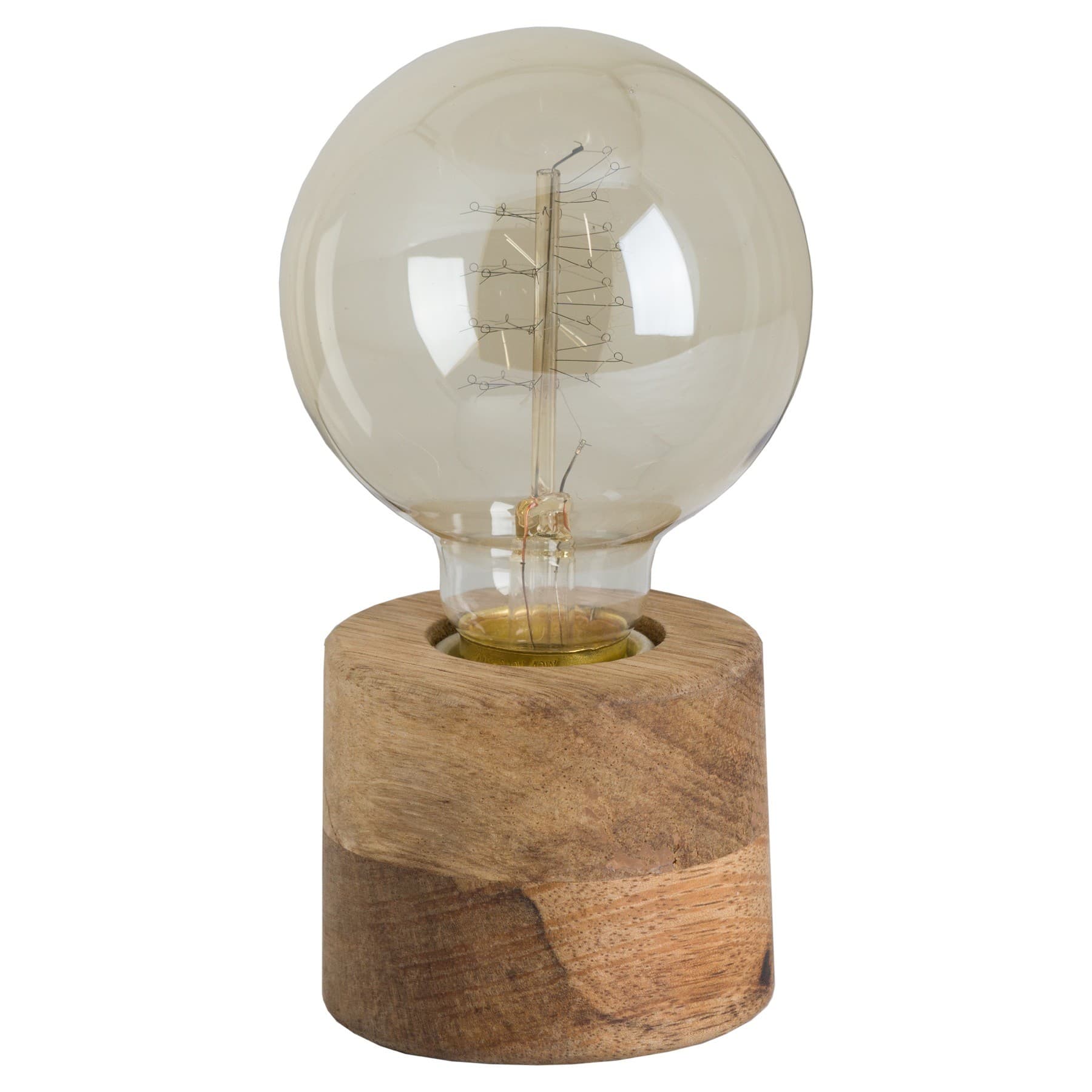 Estila Dizajnová okrúhla malá hnedá stolná lampa Monol z masívneho dreva 7 cm 1
