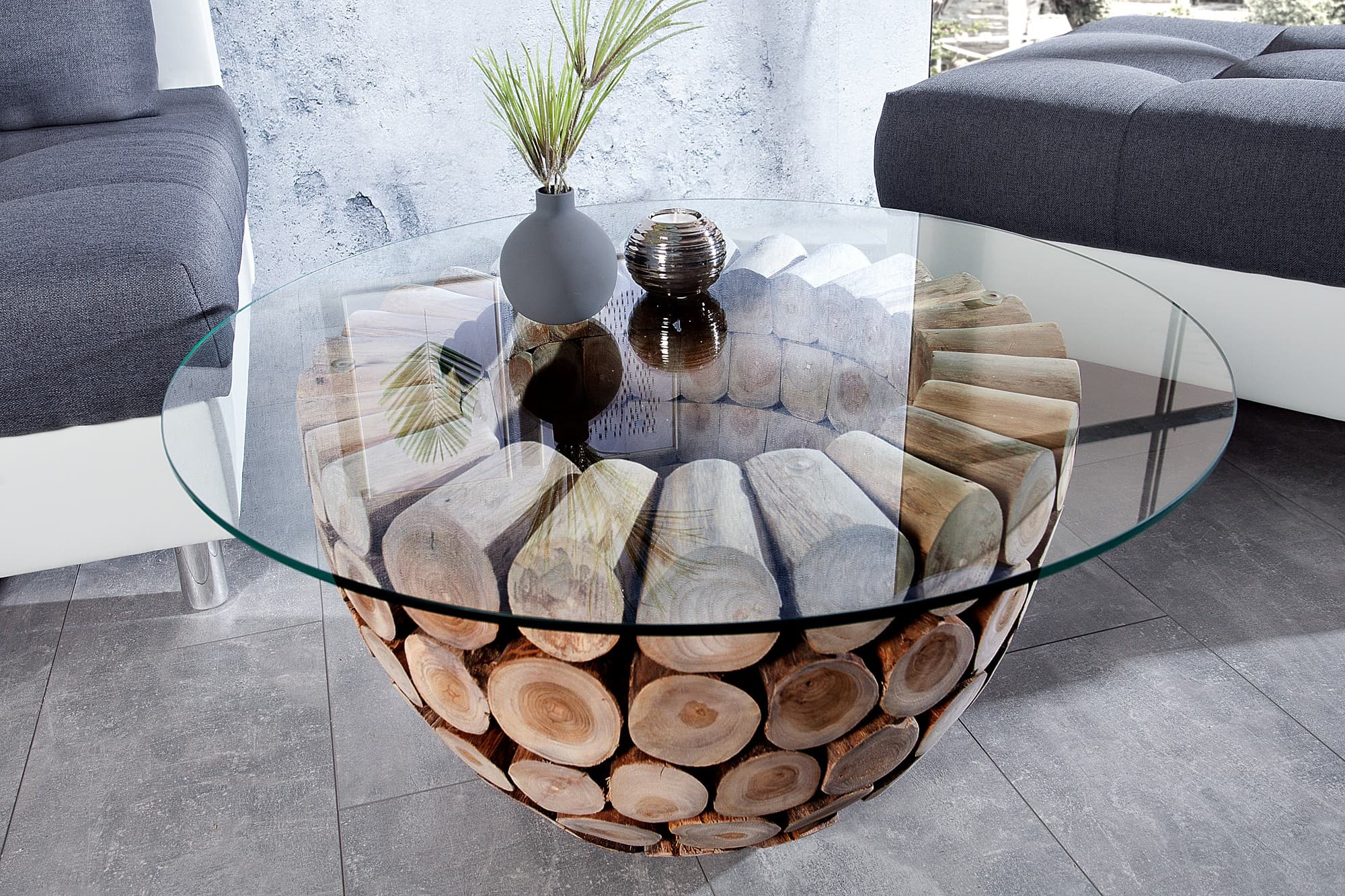 Estila Dizajnový okrúhly konferenčný stolík Pure Nature 70cm 1