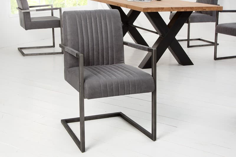 Estila Industriálne dizajnové retro kreslo Inspirativo sivé 90cm, tmavosivý rám