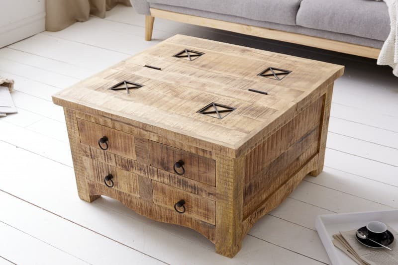 Estila Industriálny konferenčný stolík Steele Craft 70cm s úložným priestorom