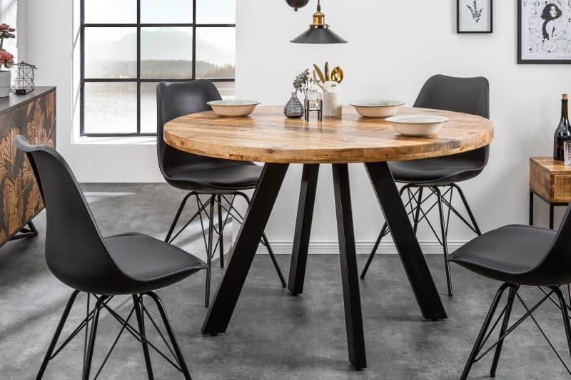 Estila Okrúhly jedálenský stôl Steele Craft 120cm hnedý z masívneho dreva