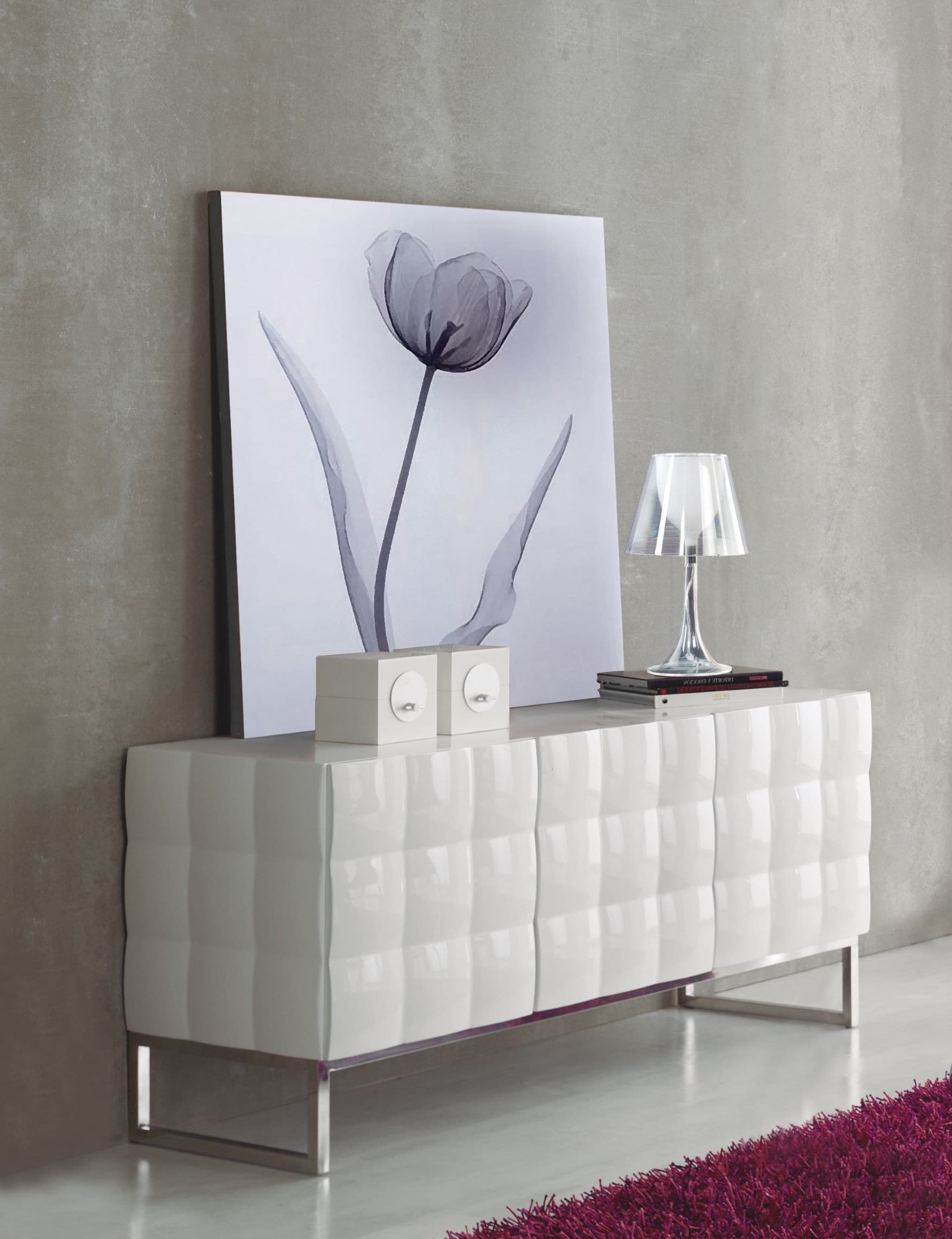 Estila Lesklý moderný príborník Donato 150cm v bielej farbe 1