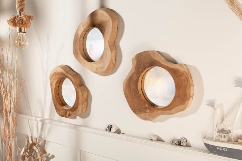 Estila Masívne asymetrické nástenné zrkadlo Teak Root z teakového dreva 41cm 1