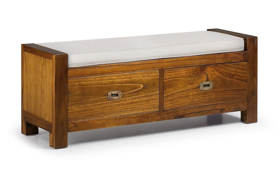Estila Elegantná masívna lavica Star z masívu s vankúšom a dvomi zásuvkami 120cm