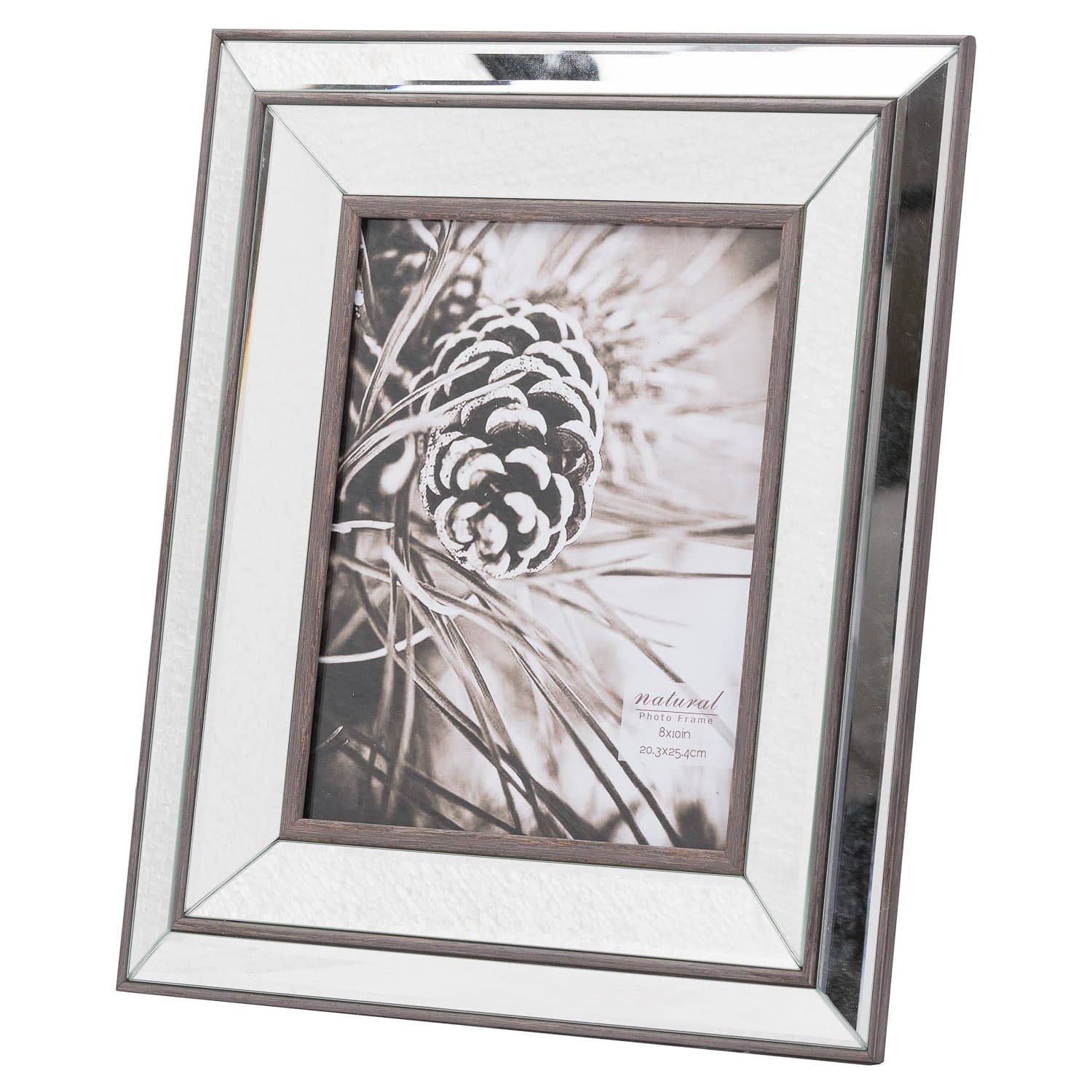 Estila Art- deco zrkadlový fotorámik Belfry s dreveným okrajom 8x10