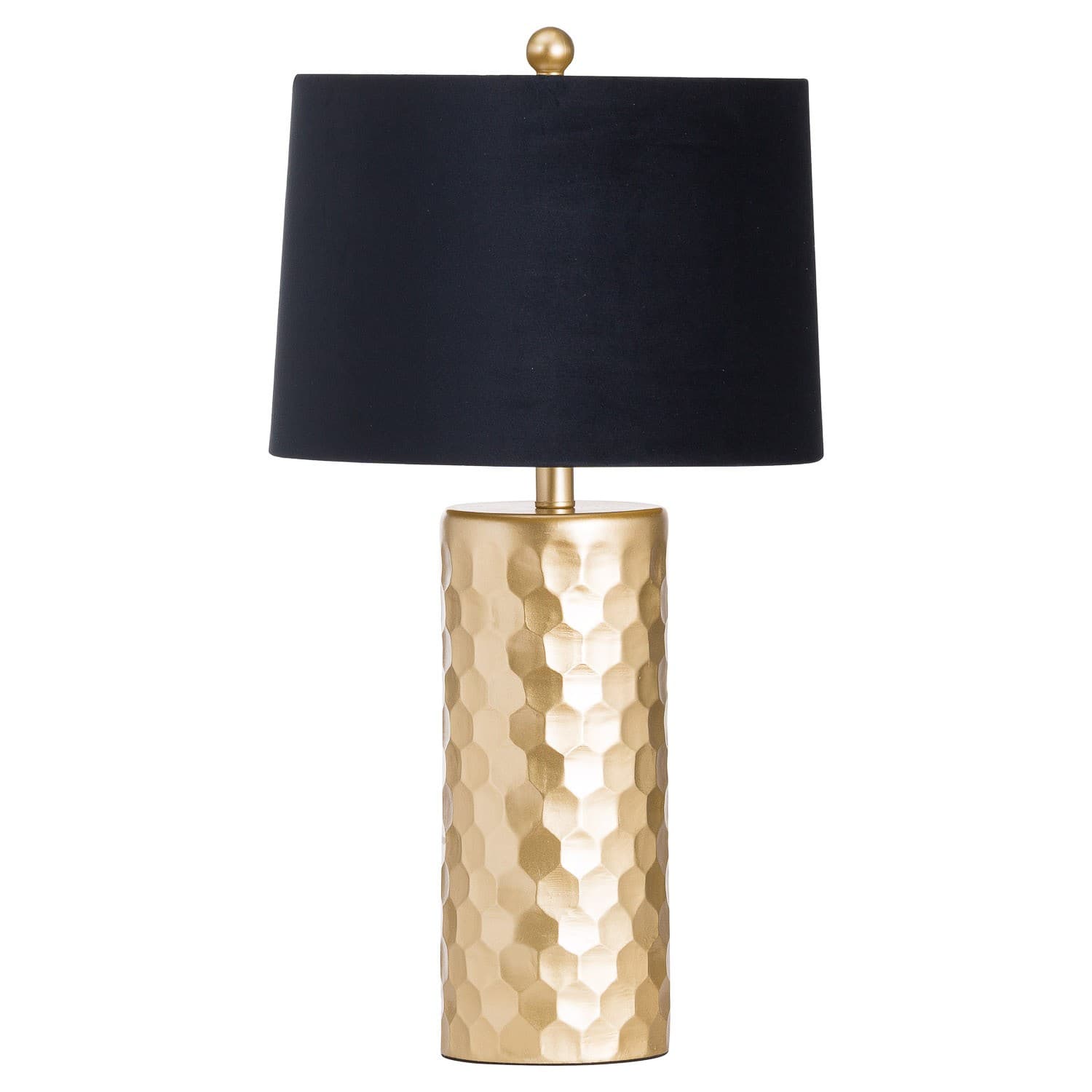 Estila Art-deco lampa Alminar II so zlatým reliéfnym podstavcom a čiernym zamatovým tienidlom 62cm
