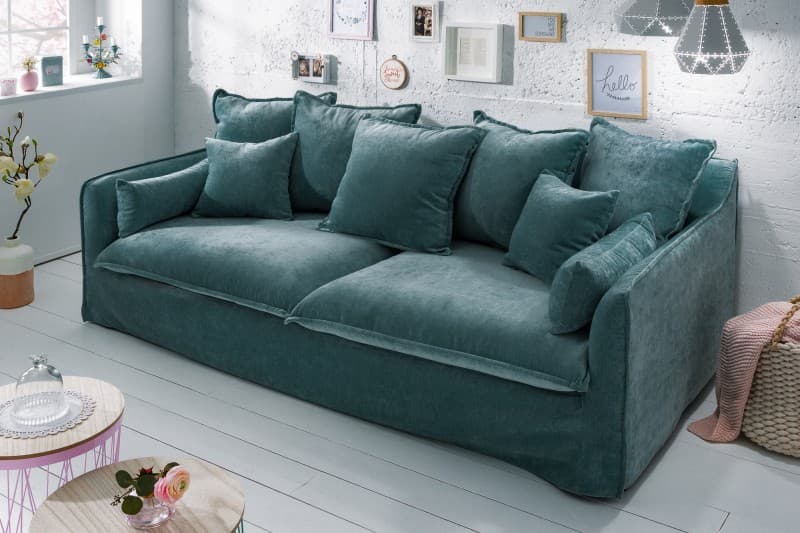 Estila Moderná zamatová sedačka Heaven v petrolejovej farbe 210cm 1