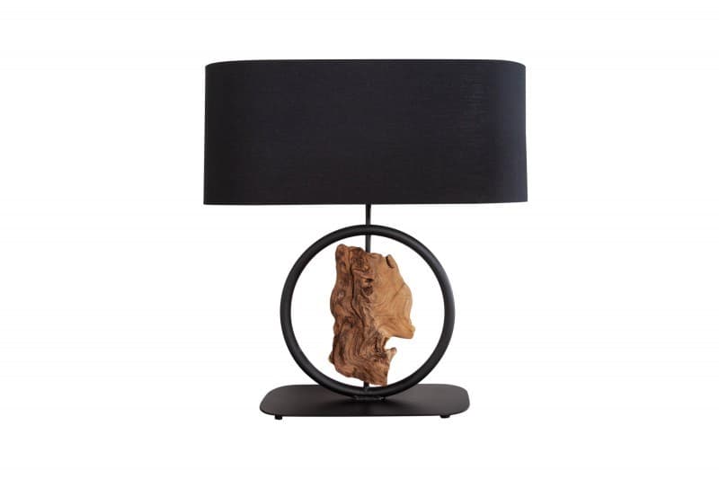 Estila Moderná čierna stolná lampa Elements s drevenými prvkami 58cm 1