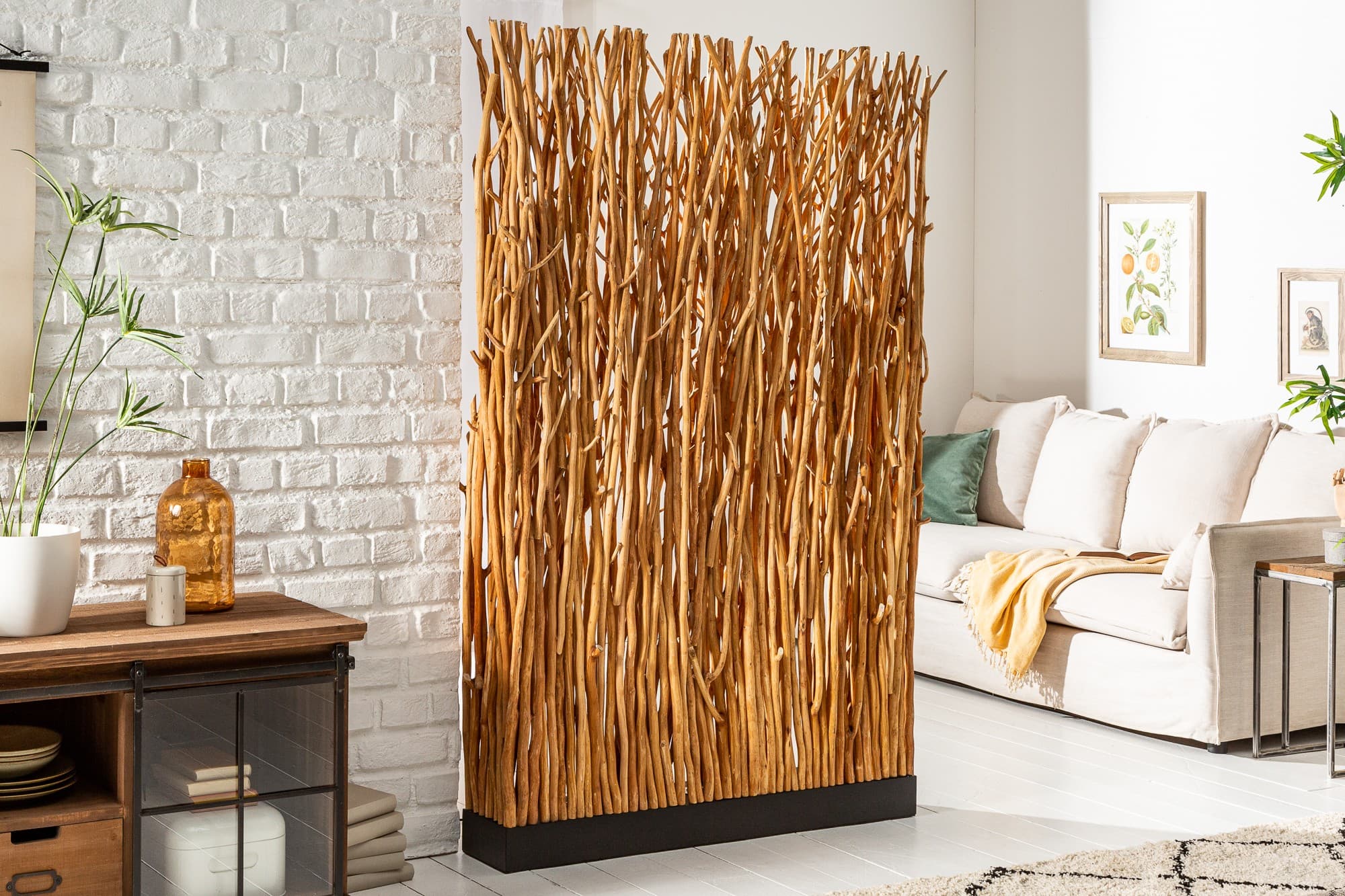 Estila Koloniálna vysoká stojaca lampa Euphoria v podobe paravánu z dreva 180cm