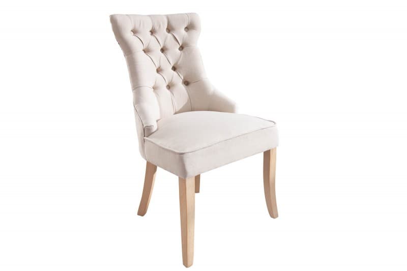 Estila Chesterfield jedálenská stolička Torino s chesterfield prešívaním v bielej farbe a klopadlom 96cm