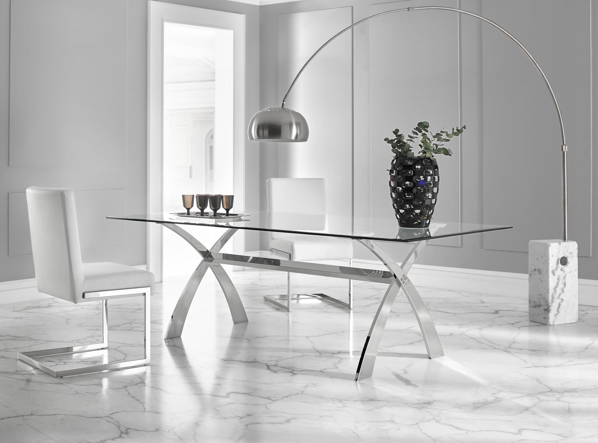 Estila Luxusný sklenený jedálenský stôl Cromix s chrómovými nohami 200cm 1