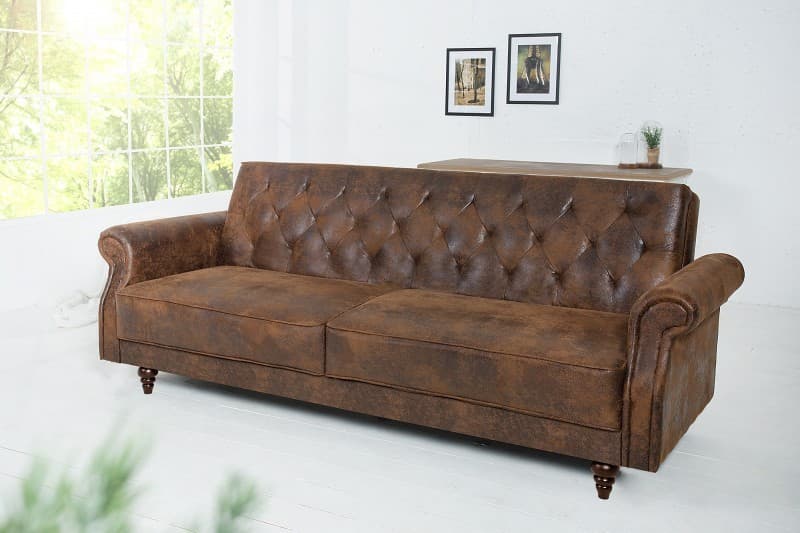 Estila Prešívaná retro sedačka Maison Belle Affaire 220cm antická hnedá 1