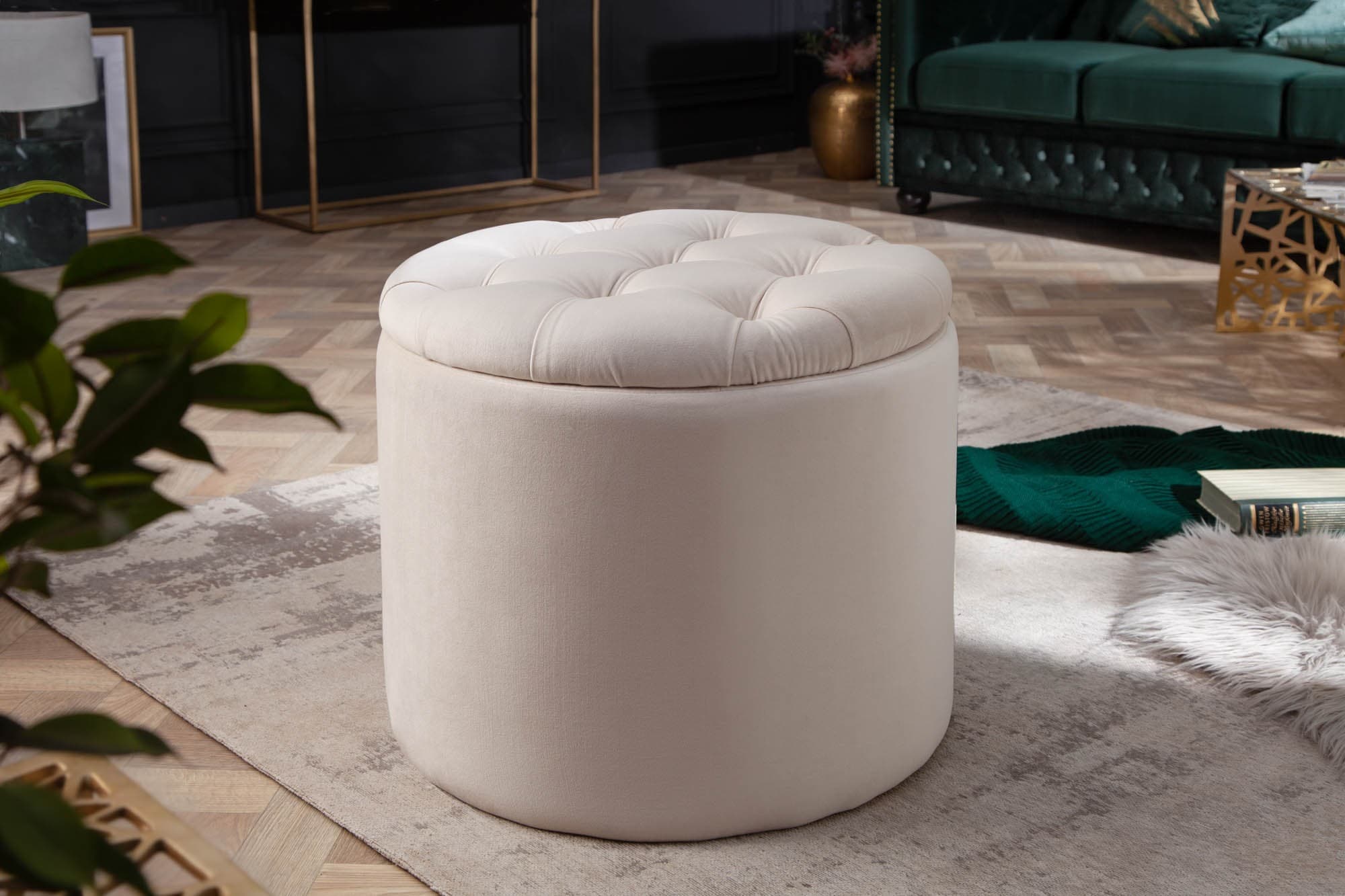 Estila Zámocká luxusná béžová taburetka Modern Barock s úložným priestorom 50cm 1