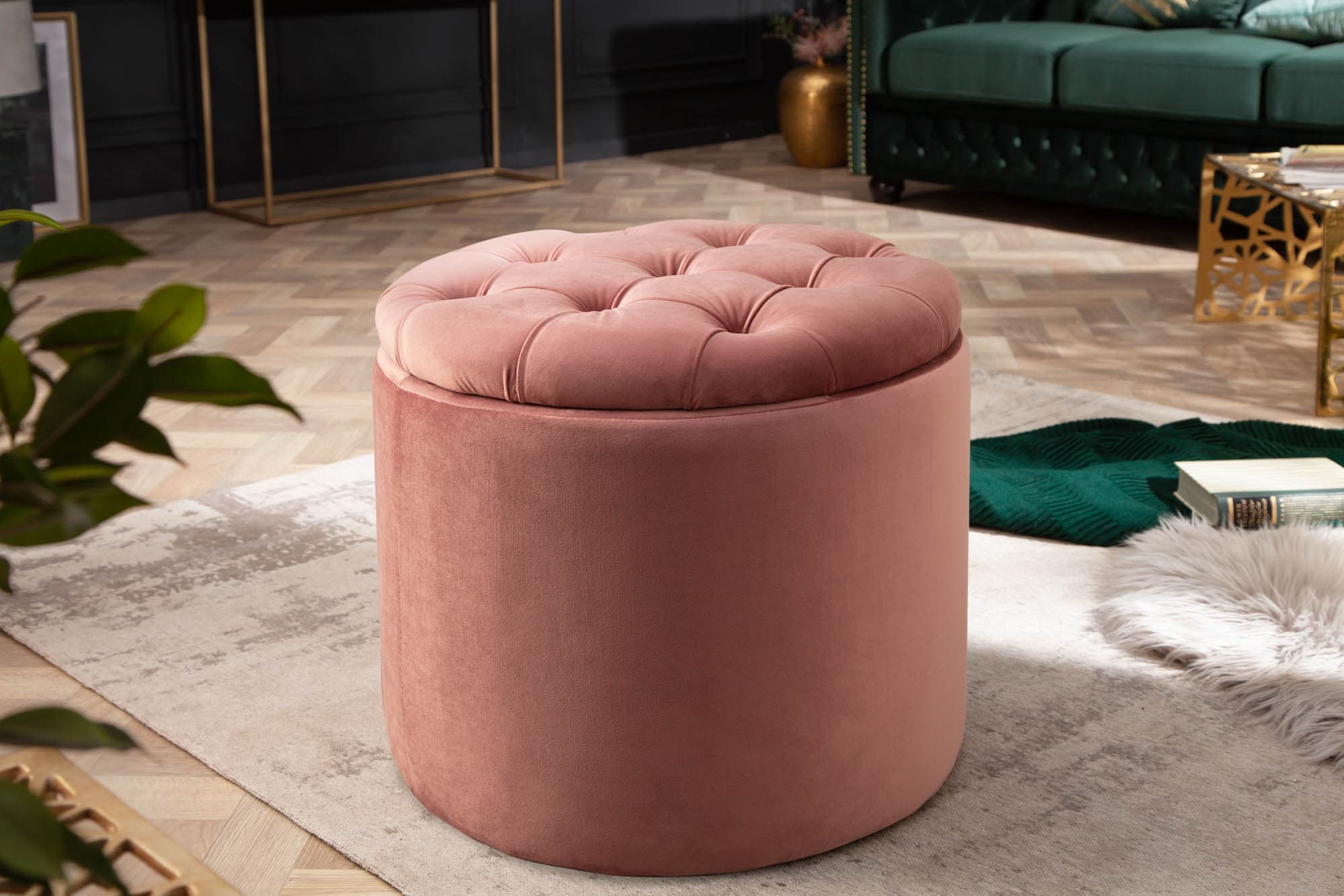 Estila Zámocká dizajnová staroružová taburetka Modern Barock s úložným priestorom 50cm 1