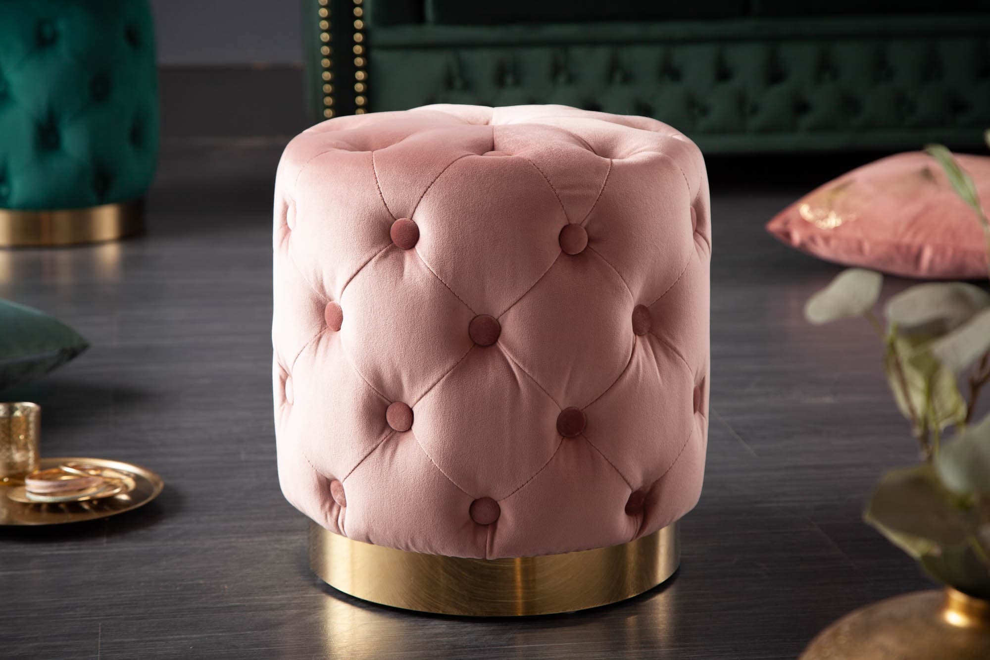Estila Baroková nadčasová staroružová taburetka Modern Barock so zamatovým poťahom 38cm