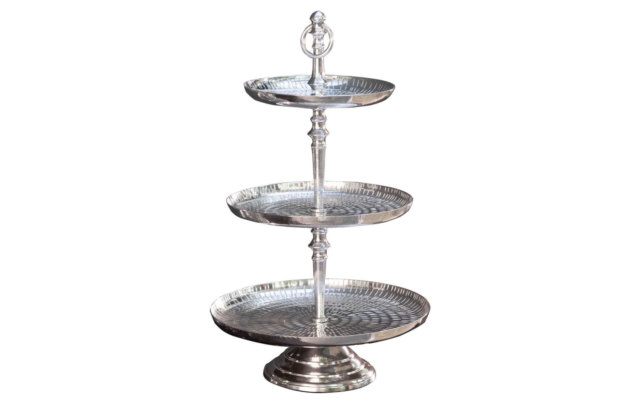 Estila Moderný strieborný poschodový podnos Medalla v kruhovom tvare 50cm