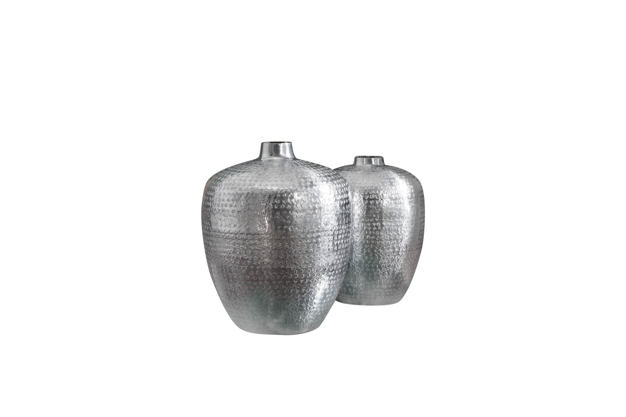 Estila Orientálny set dvoch kovových váz Retrivee so strieborným kladivkovým povrchom 33cm 1