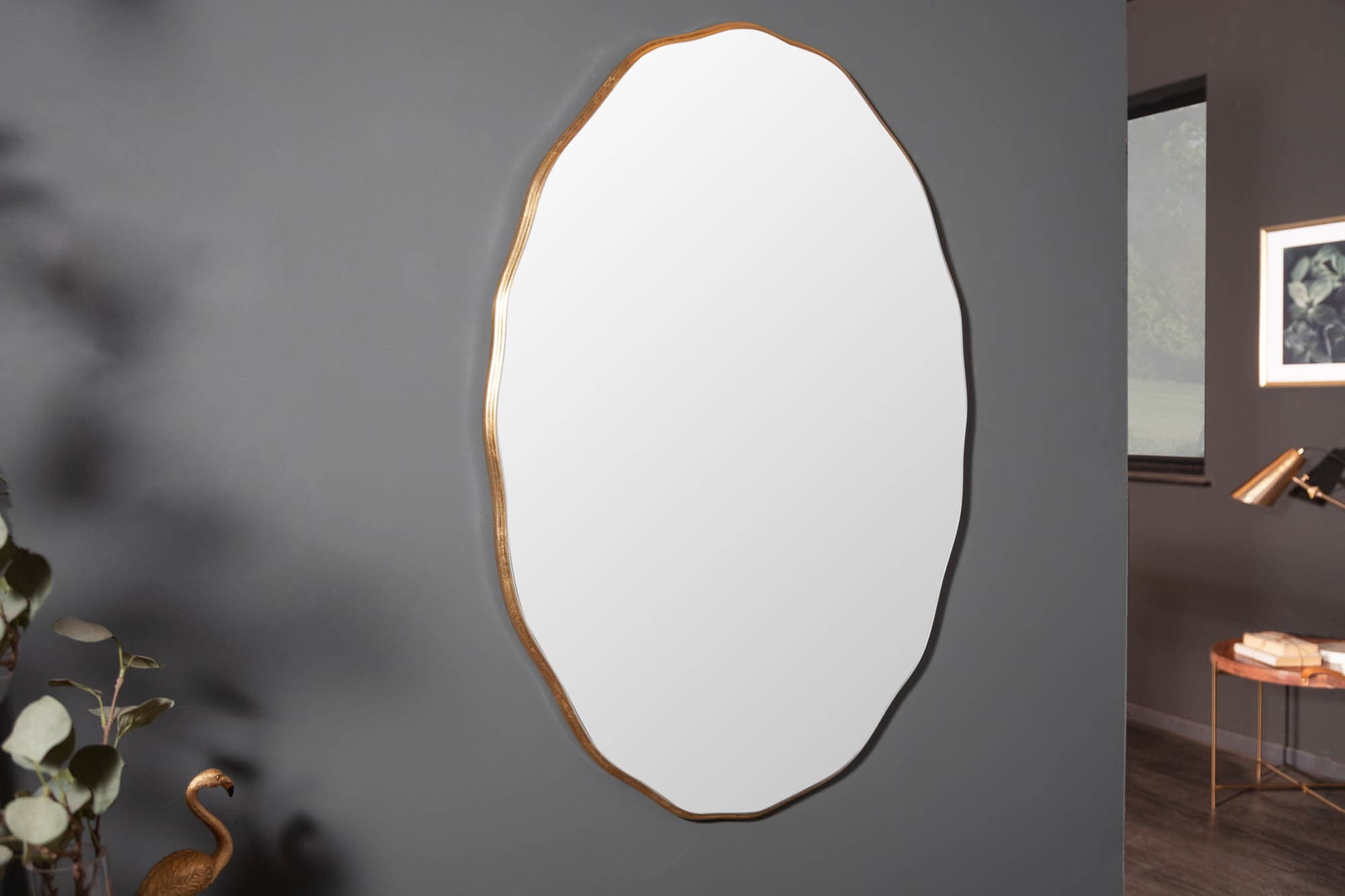 Estila Art-deco moderné oválne nástenné zrkadlo Simplifica vo vkusnom ráme 100cm 1