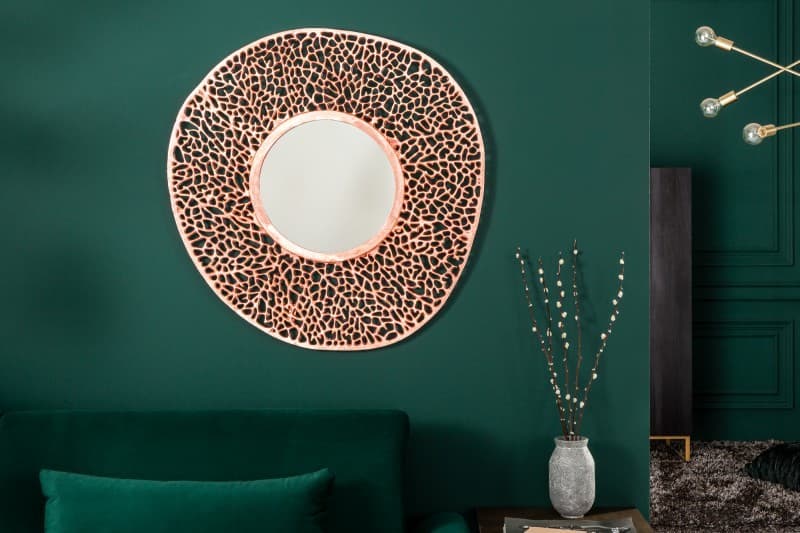 Estila Art-deco okrúhle nástenné zrkadlo Girvan medenej farby 110cm 1