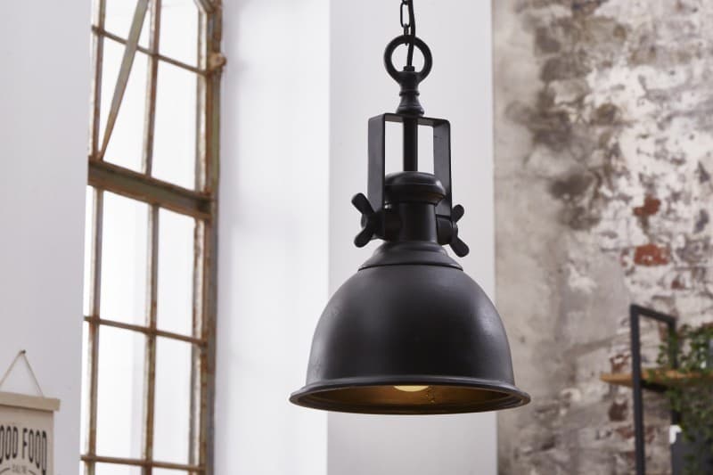 Estila Industriálna závesná lampa Castor v čiernej farbe z kovu 45cm