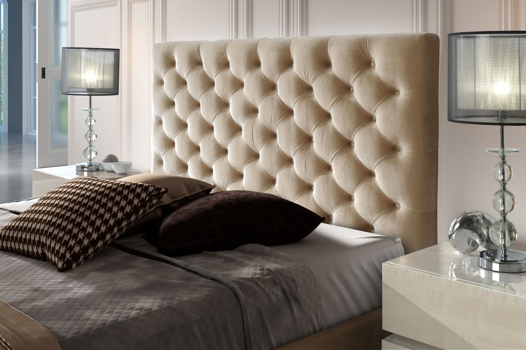 Estila Chesterfield čalúnená posteľ Gala v modernom štýle s úložným priestorom 140-180cm