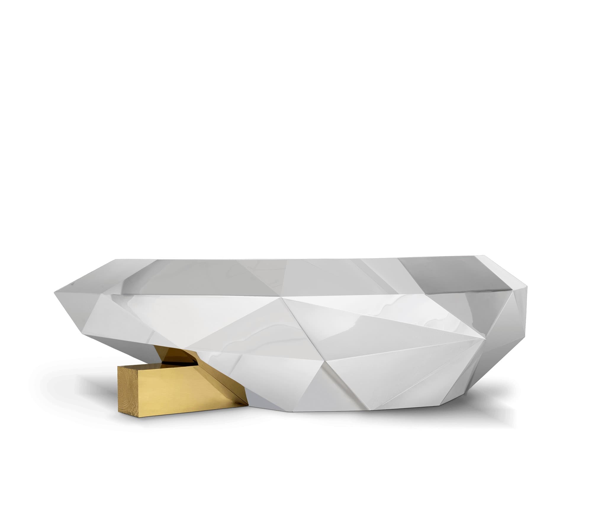 Estila Luxusný zrkadlový konferenčný stolík z masívneho dreva a nehrdzavejúcej ocele Diamond 150 cm 1