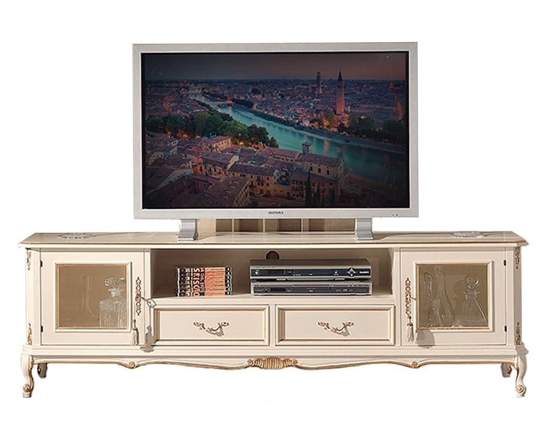 Estila Barokový luxusný TV stolík Emociones s vyrezávanými rustikálnymi nožičkami 180cm 1