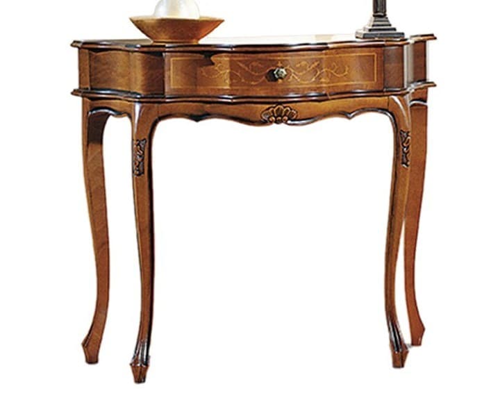 Estila Rustikálny luxusný konzolový stolík Clasica z masívneho dreva hnedej farby s ornamentálnym zdobením 88cm 1