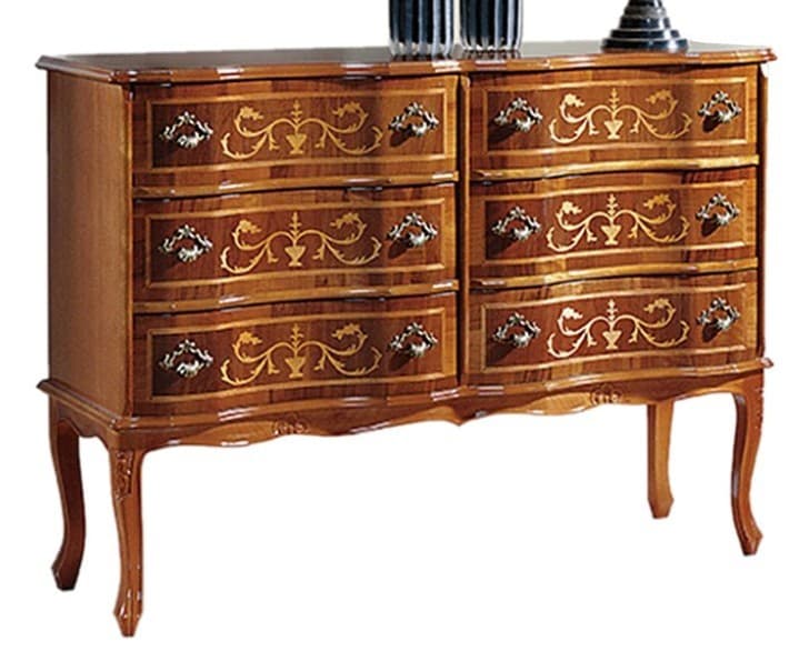 Estila Luxusná rustikálna komoda Clasica z masívneho dreva so štestimi zásuvkami s ornamentálnym zdobením 110cm 1