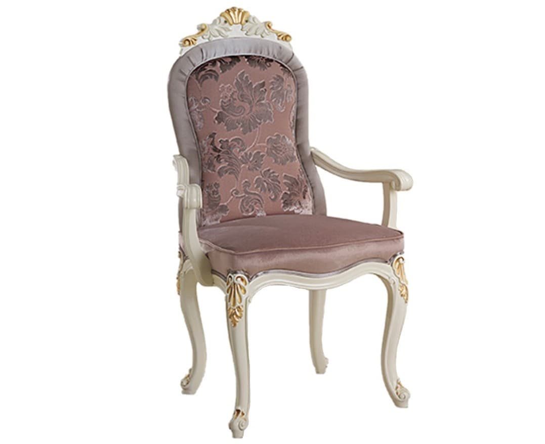 Estila Luxusná zdobená jedálenská čalúnená stolička Pasiones s opierkami s čalúnením 111cm