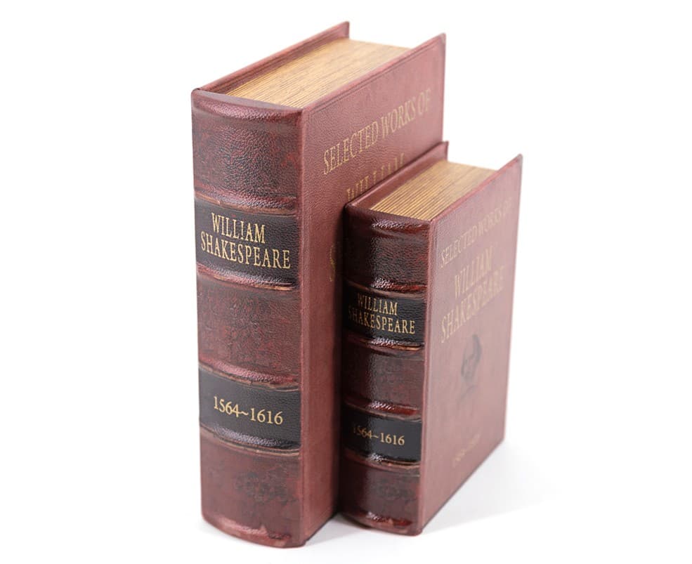 Estila Dizajnové kožené knihy Shakespeare v červenom obale s vintage povrchovým prevedením 27cm