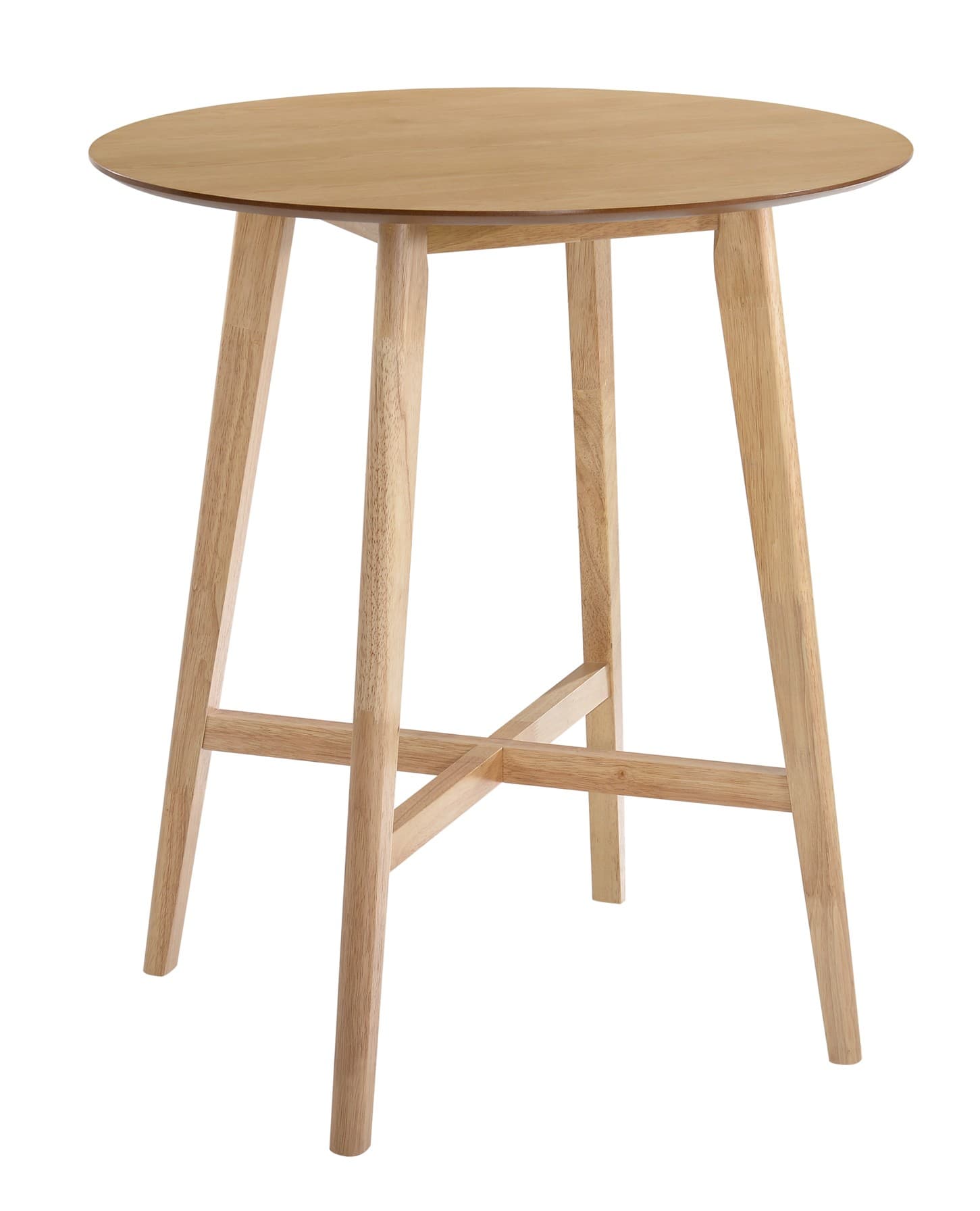 Estila Škandinávsky okrúhly barový stôl Nordica Clara z dreva svetlo hnedej farby so štyrmi masívnymi nožičkami 92cm 1