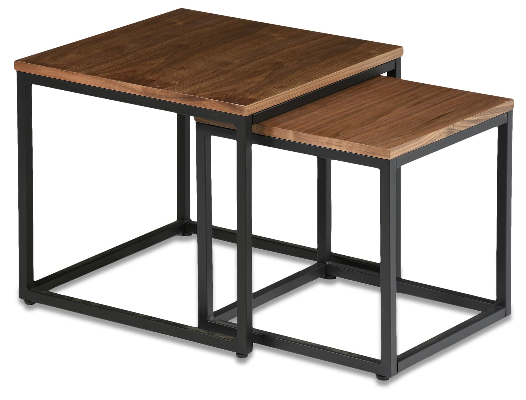 Estila Moderný set konferenčných stolíkov Vidar z dreva s čiernou kovovou podstavou štvorcový hnedý 50cm